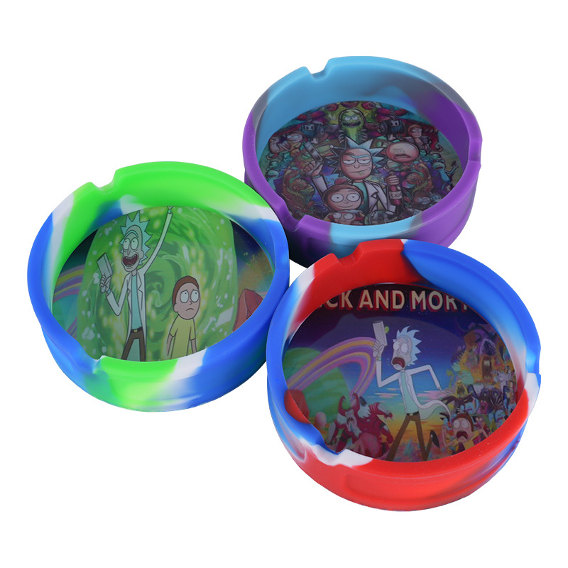 

Soft silicone ashtray Cartoon pattern wave shape colorful small size glass Ash Tray Environmental Hotel Home smoking accessories