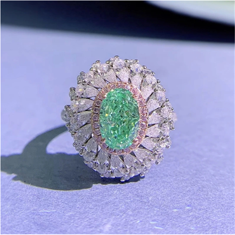 

Flower Emerald Diamond Ring 100% Real 925 sterling silver Party Wedding band Rings for Women Men Engagement Jewelry Gift