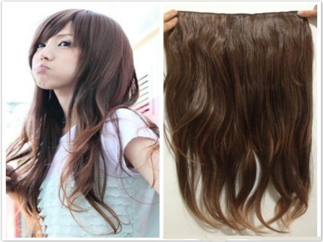

Womens fashion clip in hair extensions synthetic clips hair pieces 1piece for full head four colors 5pcslot 4710832