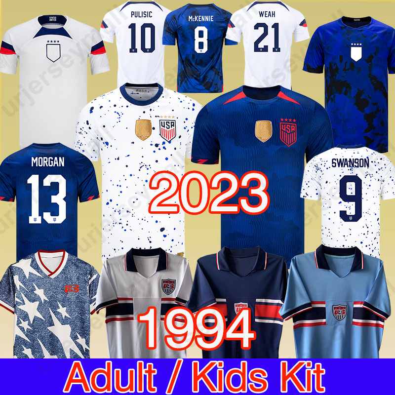 

2023 USAS Soccer Jerseys PULISIC MCKENNIE Football Shirt ERTZ ALTIDORE PRESS WOOD MORGAN LLOYD 22 23 America 1994 classic Retro united states MEN KIDS KITS tops, 1994 home
