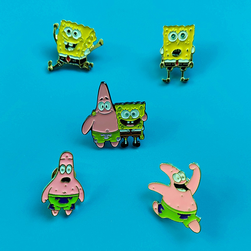 

Sponge good friends brooch Cute Anime Movies Games Hard Enamel Pins Collect Metal Cartoon Brooch Backpack Hat Bag Collar Lapel Badges, Color #4