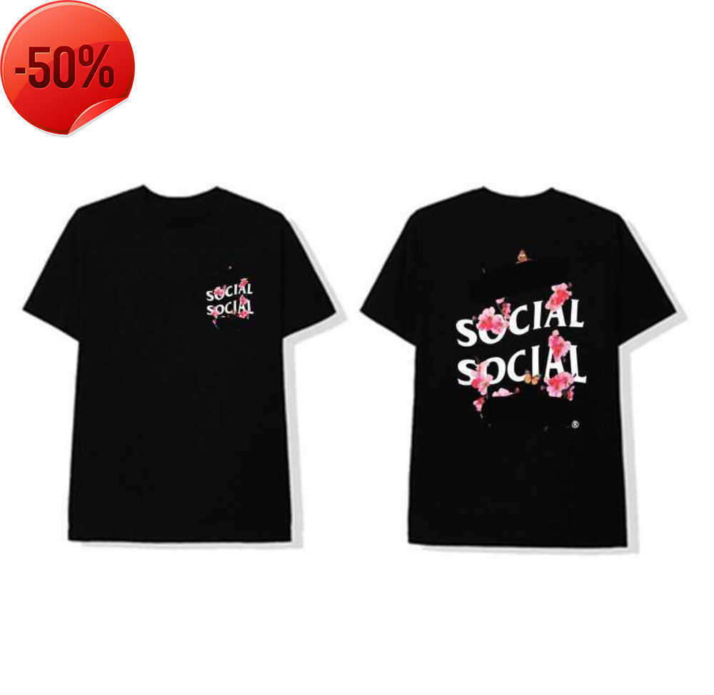 

Summer ASSC Shirt Men's T Shirt Anti Social Club TeeTrend Flower Butterfly Loose Print Short-sleeved Men And Women Couples T-shirt Motion current High Quality