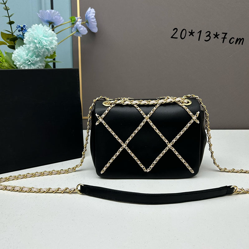 

Womens 19 Flap Bags Small 20cm Real Leather Handbag with chain HANDLE Quilted Purse Luxury Designer Crossbody Shoulder Chian Bag, Color 1