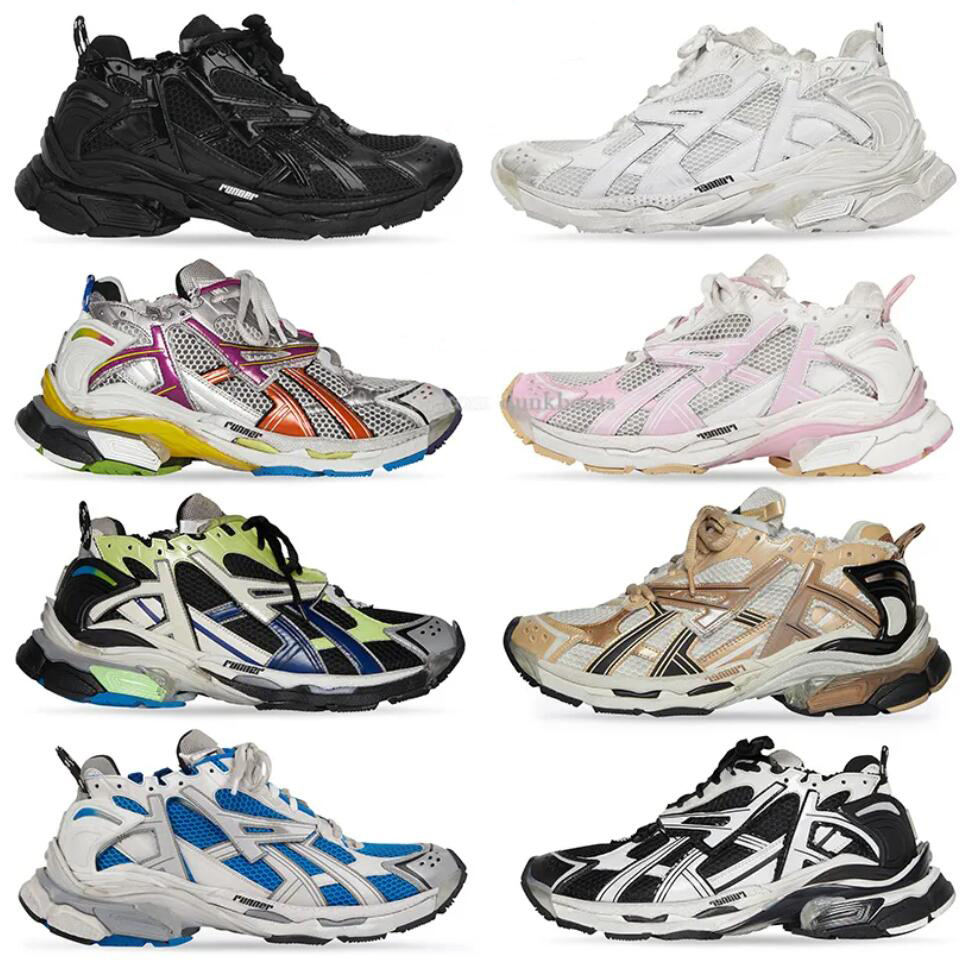 

Designers Runner 7.0 Men Women Running Shoes Paris Multiclor High Trainers Black White Pink Blue Trauners Sneakers Trend All-match Jogging With Original box