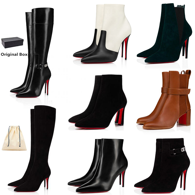 

Sexy Pointed-toe Pumps Woman Boots Luxury Red Bottoms Shoes Lipstick High Heels New Season Booty Style For Delicate Women Ankle Boot Short Booties 8 10 12 cm With Box, No#35 7cm