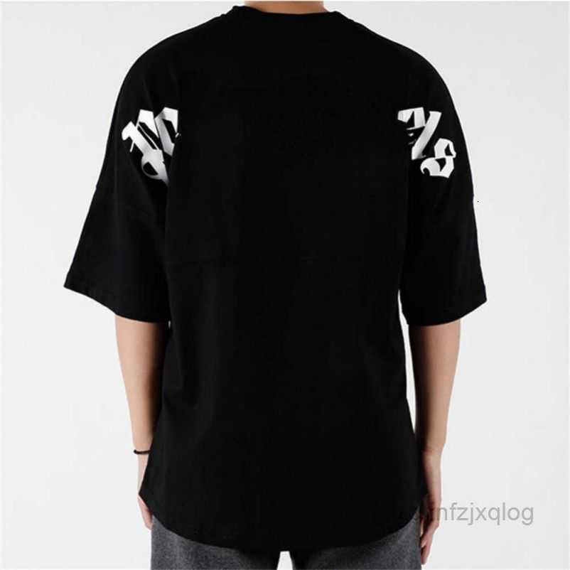 

Summer PA Men Womens palm T shirt Mans Stylist Tee Guillotine Bear palms Printed Short Sleeve Truncated Bears Angles Tees angel tshirt yh36 J924, Purple characters on black background