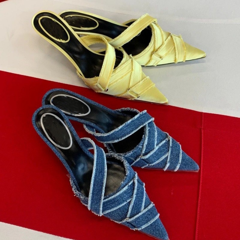 

Slippers and mule shoes women's slide high-heeled shoes women's shoes cowboy fashion chunky block slip toe luxury designer street pointy air-cooled heel height 4.5cm, As pic