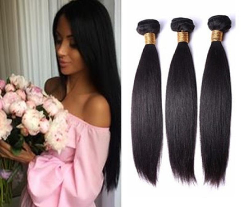 

Straight Brazilian Human Hair Extensions 3 Bundles Virgin Hair Weft Weaves2390274, Natural color