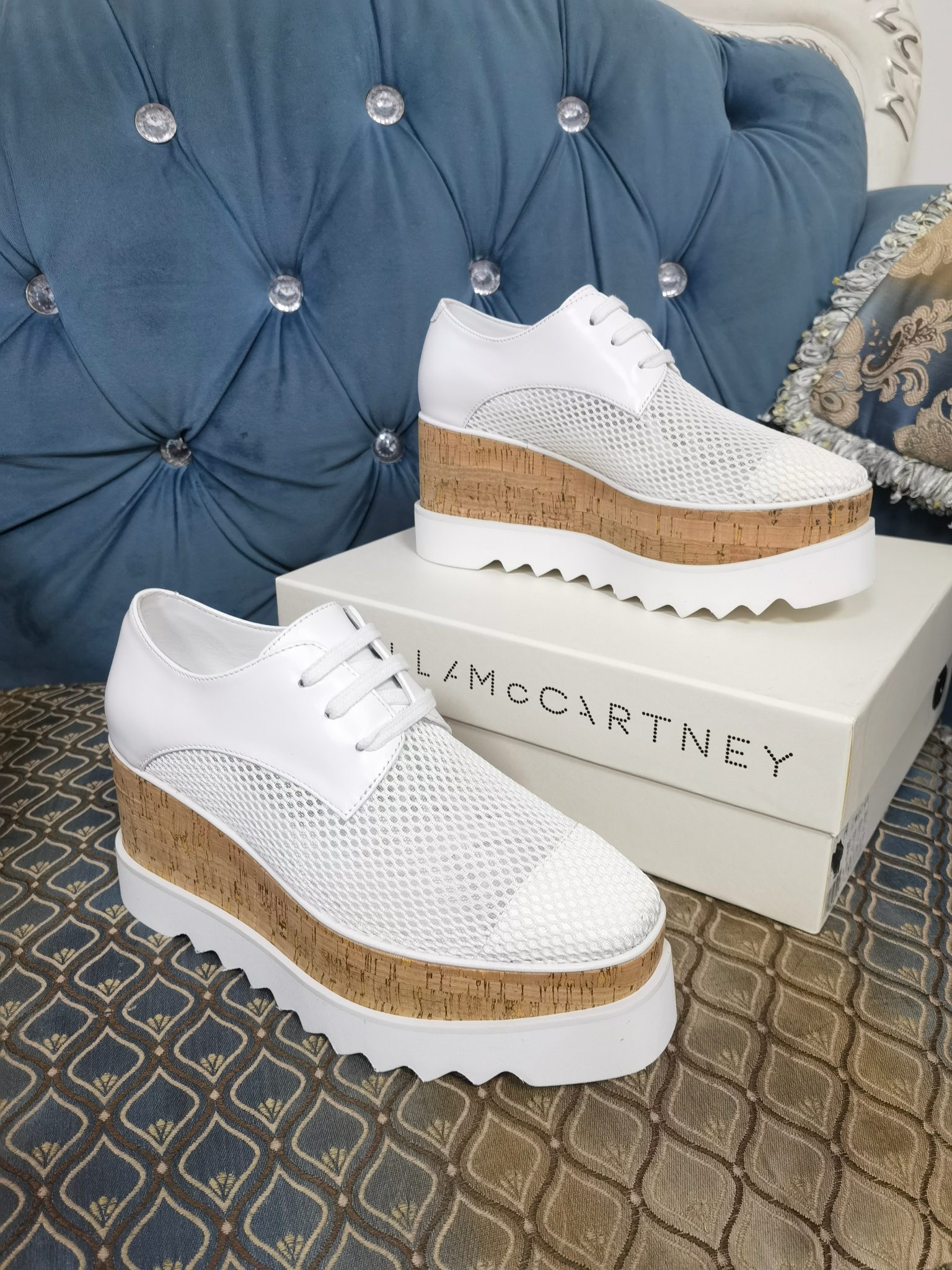 

Women Shoes Stella Mccartney elyse Platforms Shoes Saw-edge Sole Lace-up Original Box 35-40, 1 as picture