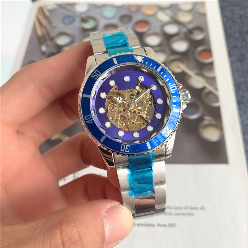 

Fashion Full Brand Wrist Watches Men Male Style Automatic Mechanical Luxury With Logo Stainless Steel Band Clock X269, Black