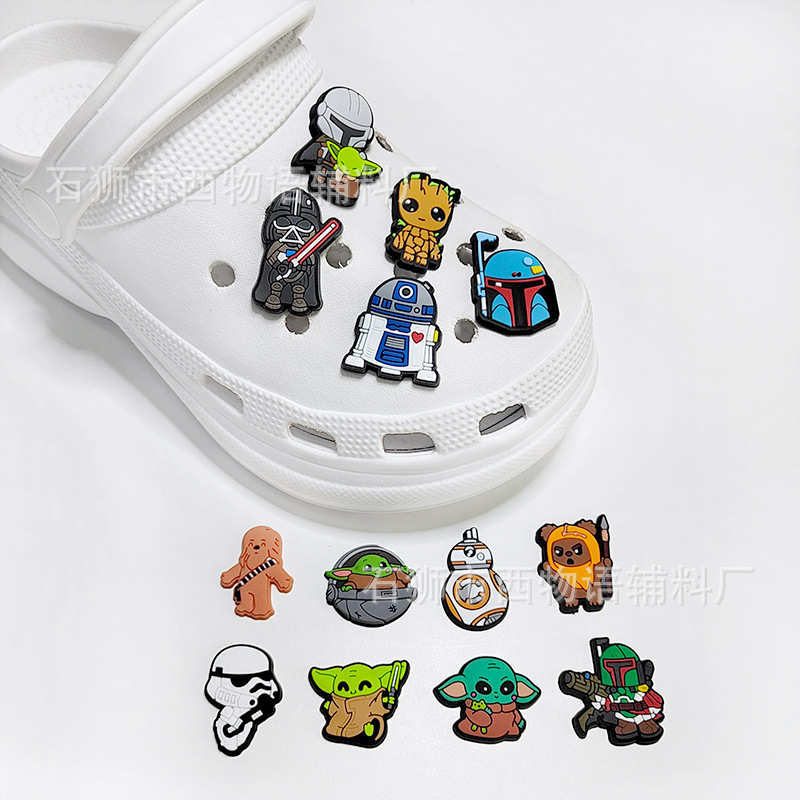 

Anime charms wholesale childhood memories green baby elf stars funny gift cartoon charms shoe accessories pvc decoration buckle soft rubber clog charms, Equally mixed colors