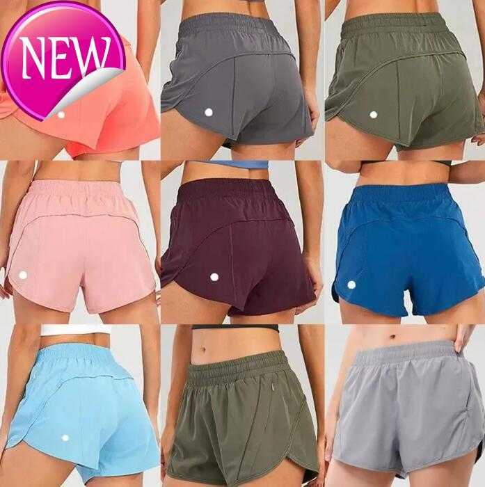 

LU Brand Womens Yoga Outfits High Waist Shorts Exercise Short Pants Fitness Wear Girls Running Elastic Adult SportswearLU, Black