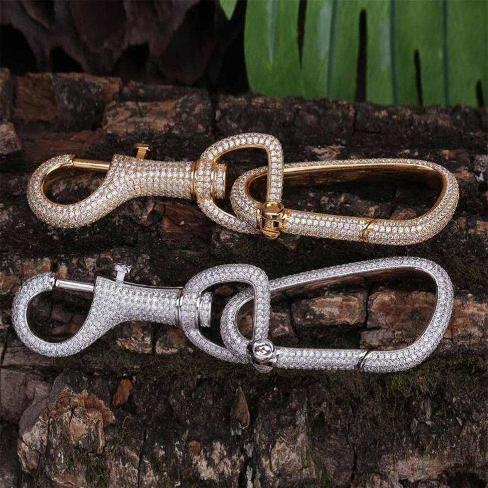 

Keychains Gucy Iced Out Carabiner Key Chain Gold Silver Color Hip Hop CZ Charm Jewelry Solid For Men Gifts285U