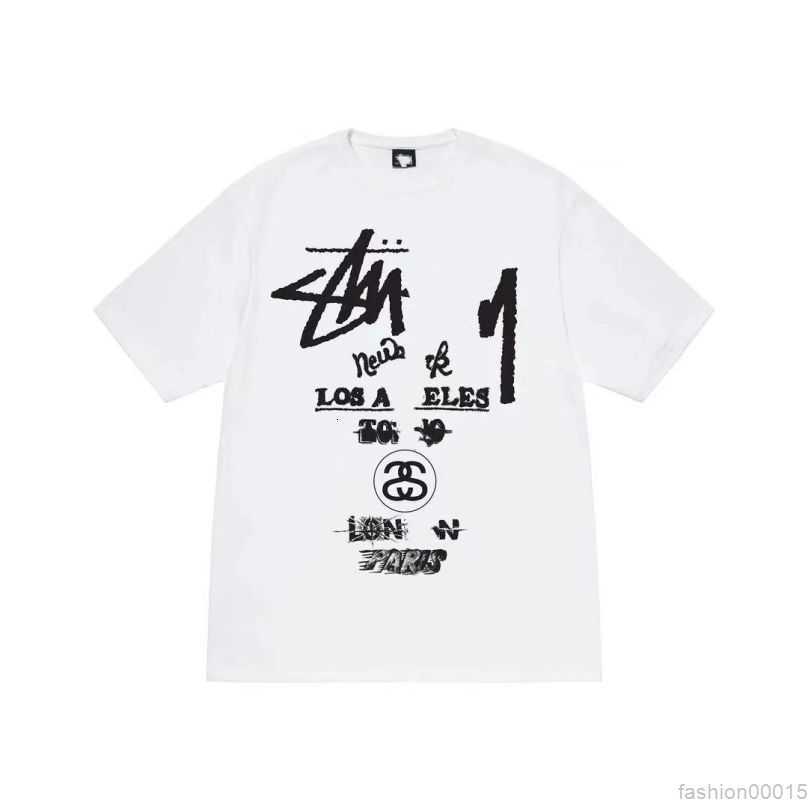 

Designer Luxury fashion brand stussys Classic Mens And Womens T Shirt Ice cream printed alphabet Summer High Street Trend Tee C19W0QE, Beige