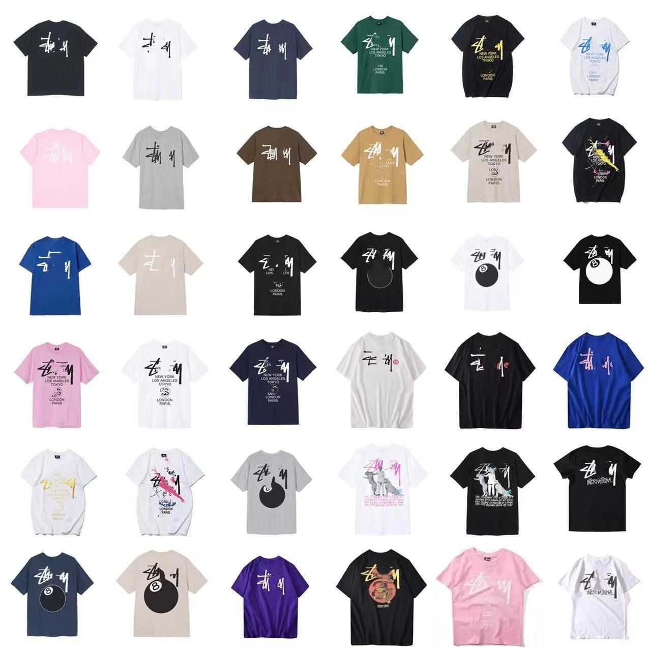 

STUSSI STUCCI Classic style fashion couple loose size comfortable t-shirt mens t shirts for Breathable Crew Neck, Pink no c white