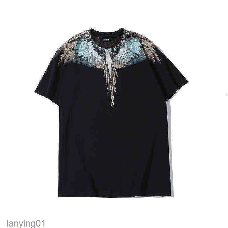 

Tees Tee T-shirt Shirt s 20ss Mb High End Blue Feather Wing Print Couple Short Sleeve Men 2s1s15qt7, White