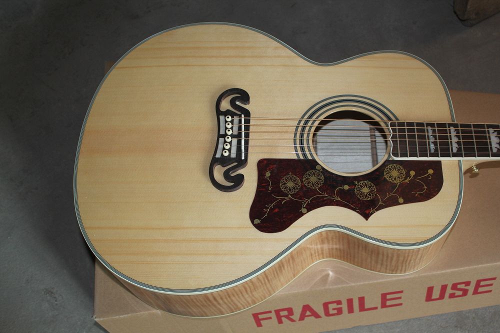

best factory J200 Acoustic guitar, Custom Tiger Flame Back & Side & Neck, AAA Solid Spruce Top Guitars in China369