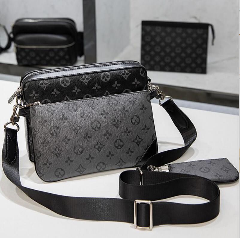 

Handbags Men Leather TRIO Messenger Bags Luxury Shoulder Bag Make up Bag Designer Handbag Tote Man's bag louiseitys Purse viutonitys