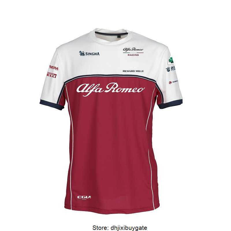

F1 Formula One Short Sleeve Men's T Shirts 2019 Alfa Romeo Overalls Round Collar T-shirt Men Leisure Outdoor Tshirt, Beige