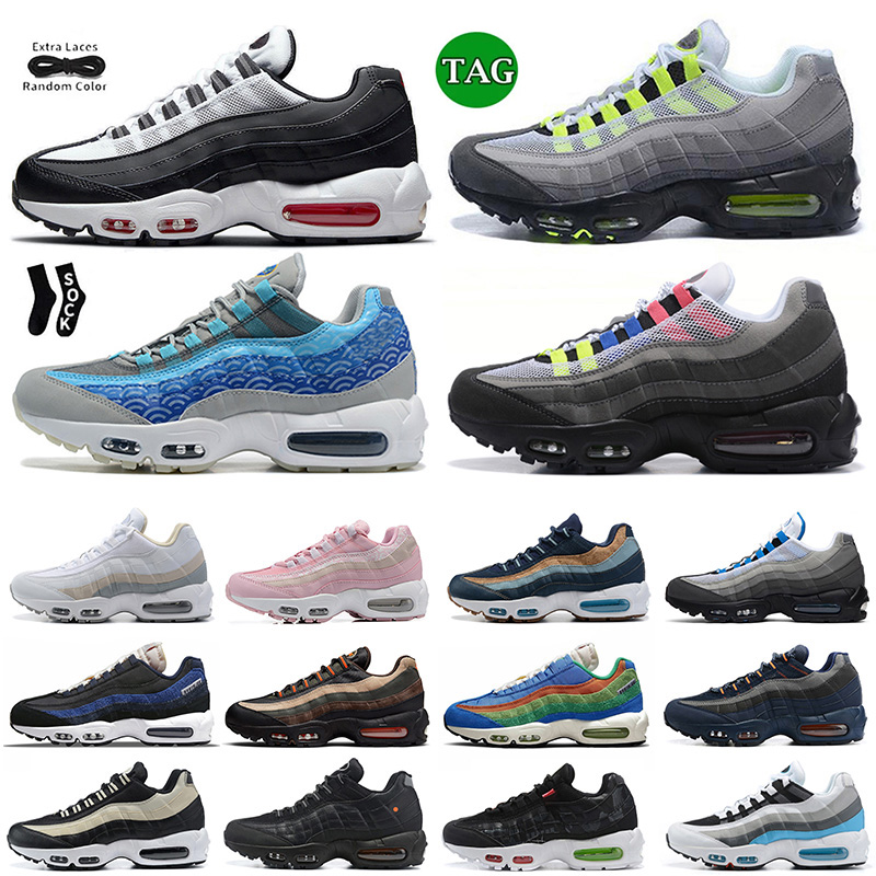 

Outdoor OG 95 Running Shoes Men Women 95s Triple Black White Crystal Blue Neon Solar Red Smoke Grey Matte Olive Running Club Mens Trainers Sports Sneakers, B24 40-46 double logo