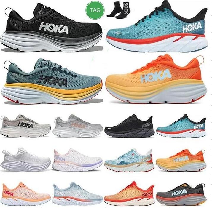 

HOKA One One Bondi 8 Running Shoes Carbon x 2 Athletic Clifton 8 Profly training Sneakers On Cloud Blue dhgate Women Mens highway marathon hokas shoe sports trainers, Box