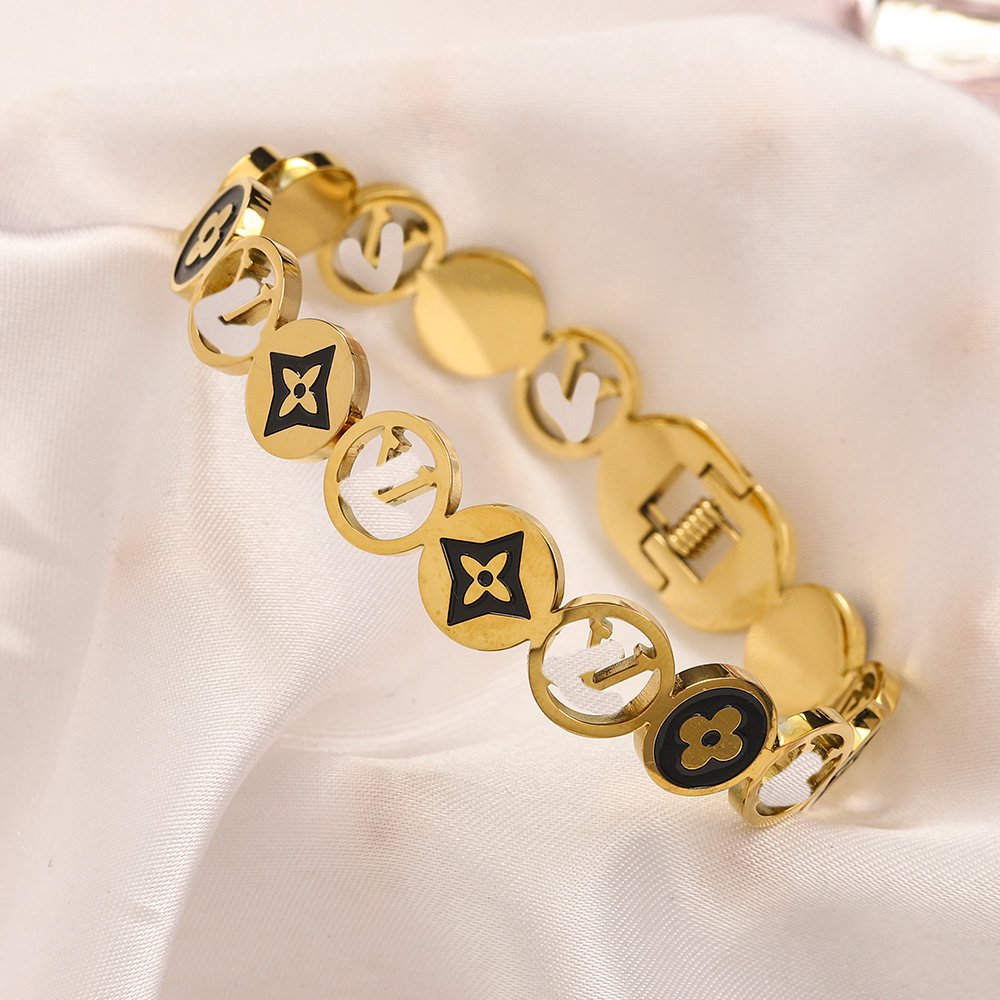 

Fashion Desinger Jewelry Women's Bangle Gold Cuff Stainless Steel Letter Bracelets 18K Gold Plated Wedding Lovers Gift ZG1472