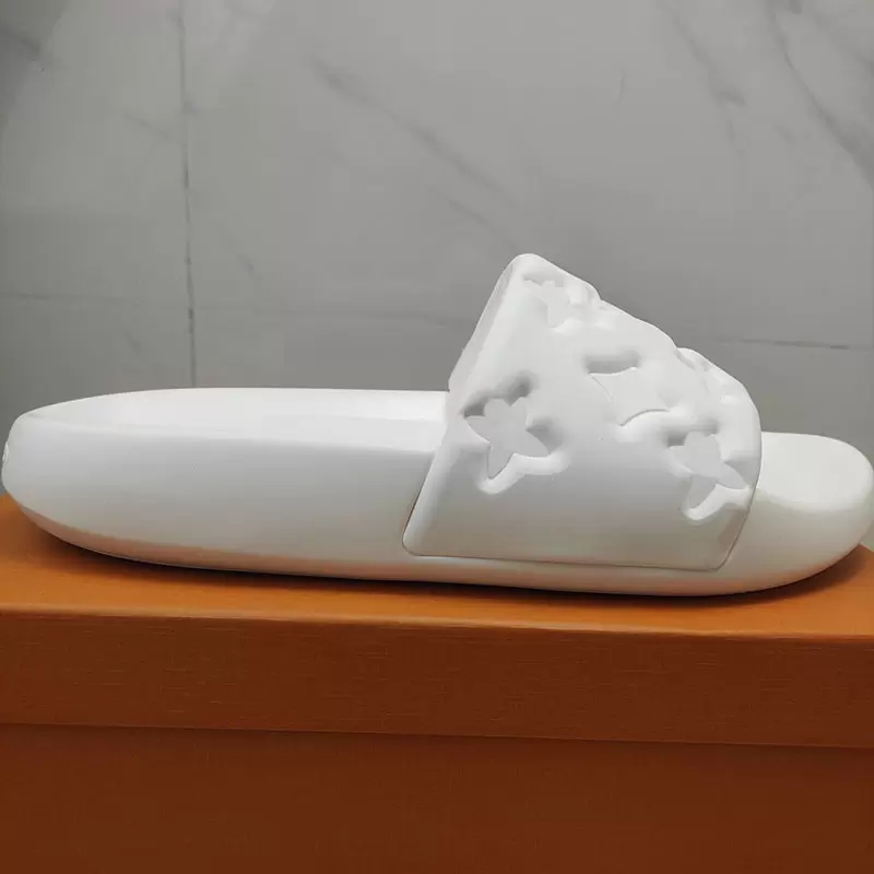 

Top High Quality Slippers Brand womens Rubber Slide Waterfront Mule Women Slides Flat Comfort with OG Box luxury Summer sandals Luxury men Beach Embossed sandal
