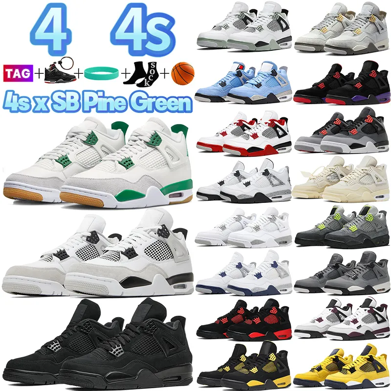 

4 4s jumpman Basketball Shoes for Men Women OG Pine Green Military Black Cat Craft Photon Dust Seafoam Red Cement University Blue Bred Mens Designer Sports Sneakers, 30