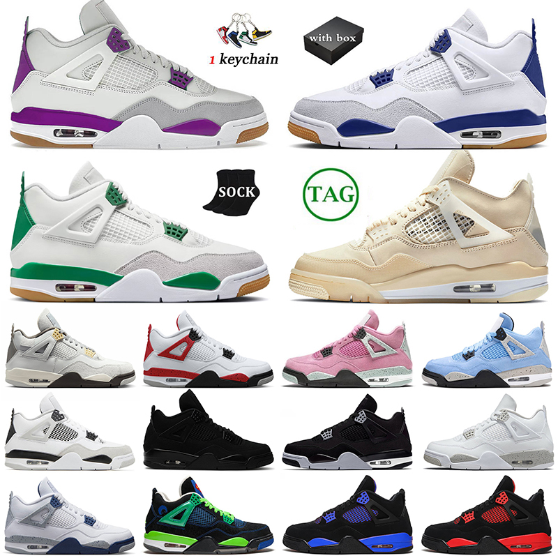 

Jumpman 4 4s Pine Green Basketball Shoes With Box Retro Jorden4 Angeles Dodgers Purple Fire Red Thunder Sail White Military Black Cat Seafoam Mens Trainers Sneakers, A61 military black 40-47