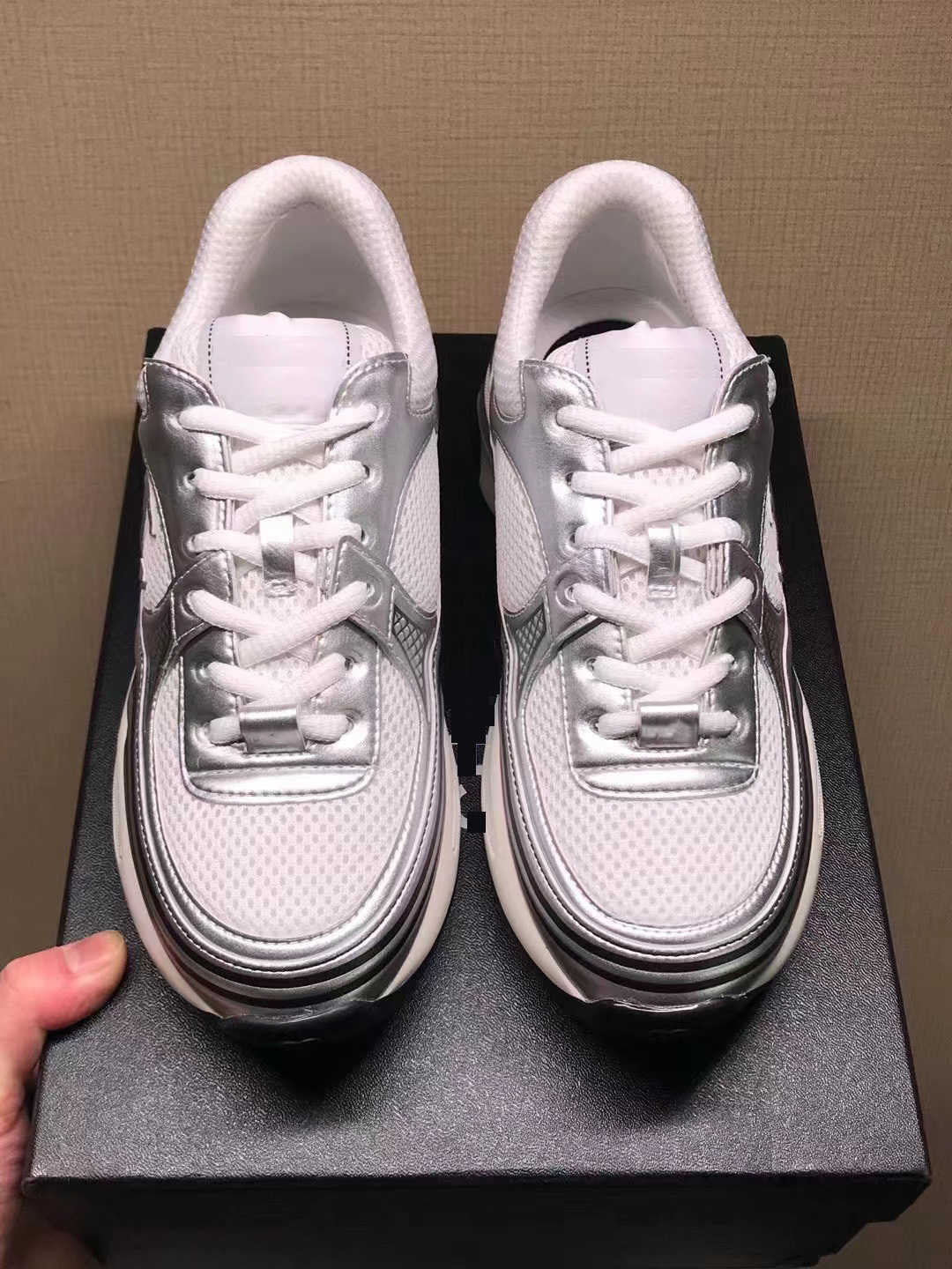 

7A Designer Sneakers Calfskin Casual Shoes Fashion Reflective Shoes Men Women Sneaker Vintage Suede Trainers Increasing Leather Platform Shoe, 26