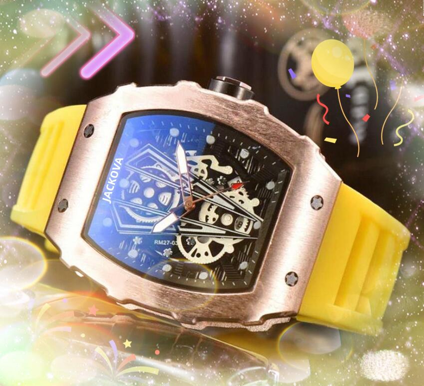 

2023 fashion mens time clock watches quartz battery super auto date flowers skeleton dial rubber belt clock top Iced Out business casual Wristwatch montre de luxe, As pic