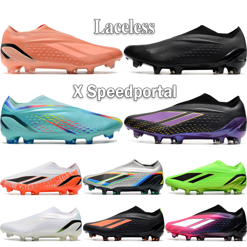 

X Speedportal FG Men Soccer Shoes Laceless Designer Cleats Clear Aqua Nightstrike Beyond Fast Pearlized Game Data Solar Green Low Football Boots Size 39-45, #08 pearlized