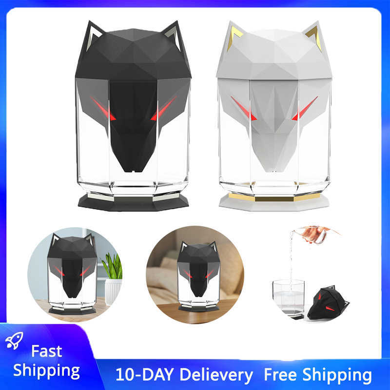 

Facial Steamer 600ML Wolf Air Humidifier USB Electric Aroma Essential Oil Diffuser Portable Cool Mist Sprayer With LED Light for Home Office W0404