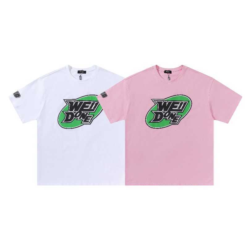 

WE11DONE Spring/Summer New 2022 Letter Print Short Sleeve Welldone Loose Round Neck T-shirt Men and Women Couples, Pink3