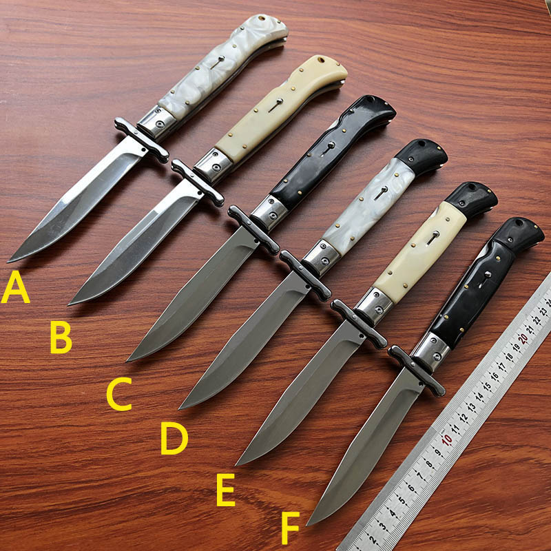 US Italian Style 11 Inch Stiletto Mafia Automatic Pocket Knife 440C Single Action Outdoor Camping Self Defense Hunting Auto Survival Knives UT85-image-580514940