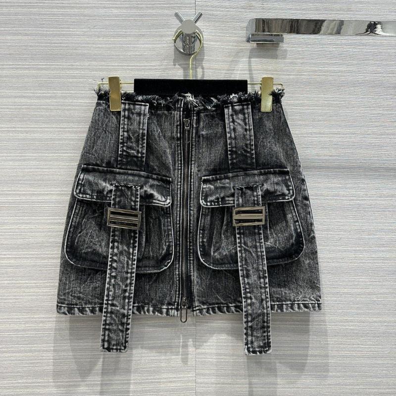 

Skirts Pocket Denim Skirt High Waist Bag Hip Type 2023 Summer 0312, Picture color