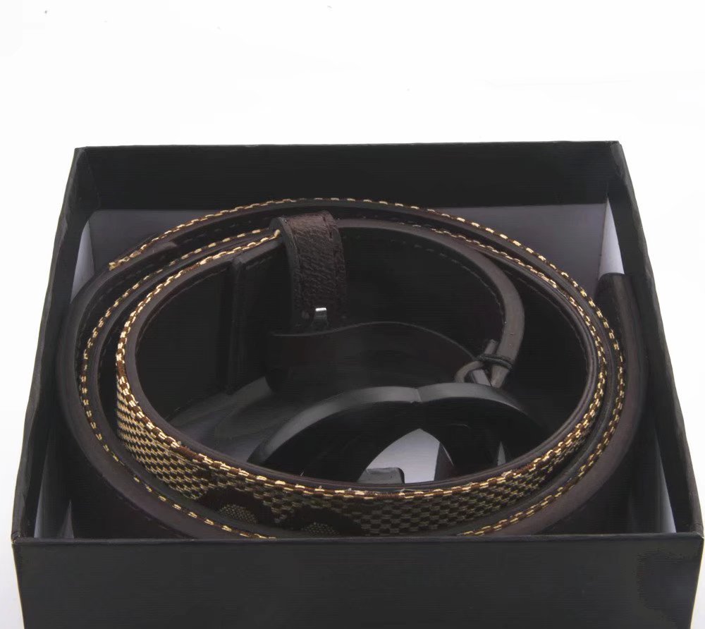 3.8cm cd mens designer belts Womens ggBelt Leather Black Big Gold Buckle Classic Casual Belt Ceinture 105-125cm tb-image-856526759
