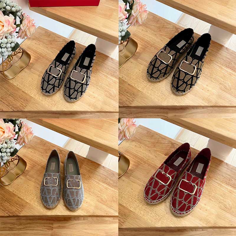 

top quality Casual Shoes Famous brand fashion shoes fisherman TV woven cloth sail ballet letters black gondola ladies slippers on lazy casual with boxes., White