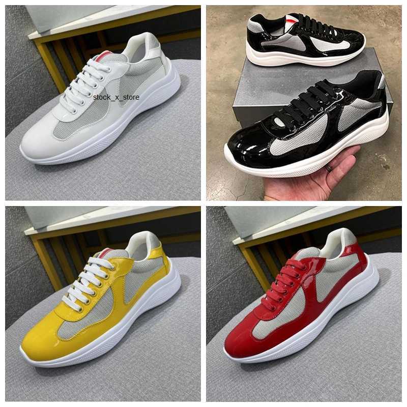 

Designer Leather Sneakers Flat Trainers Casual Shoes Patent Leather America 'S Cup Xl Mesh Lace Up Outdoor Sneaker