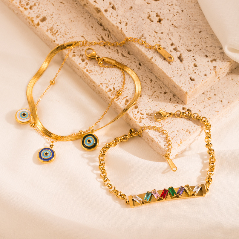 

Link Chain Titanium steel zircon bracelet female dripping eyes pendant hand accessories all-match design sense bracelet