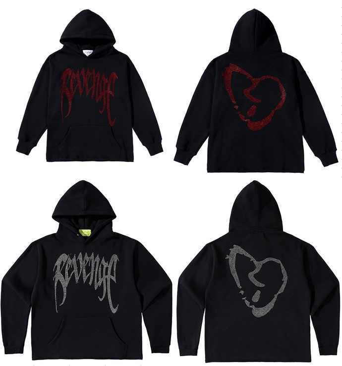 

Revenge Autumn New Hot Diamond Print Men's and Women's High Street Fashion Loose Casual Hooded Pullover Sweater Coat, Shipping fee