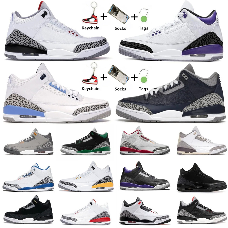 

NEW Jumpman 3 3s Basketball Shoes Cardinal Red Dark Iris Muslin Racer Blue Pine Green Cool Grey Fragment UNC laser Orange Georgetown Men Women Trainers 40-47, With box