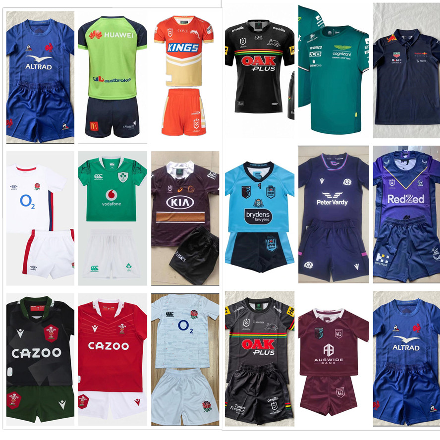 

22/23 kids Rugby ireland Scotland england tiger GAA mercede Rugby shirt FORMULA F1 blue Horton kids sets 22 23 maroons Tonga youth children boys training match kids kit, 15