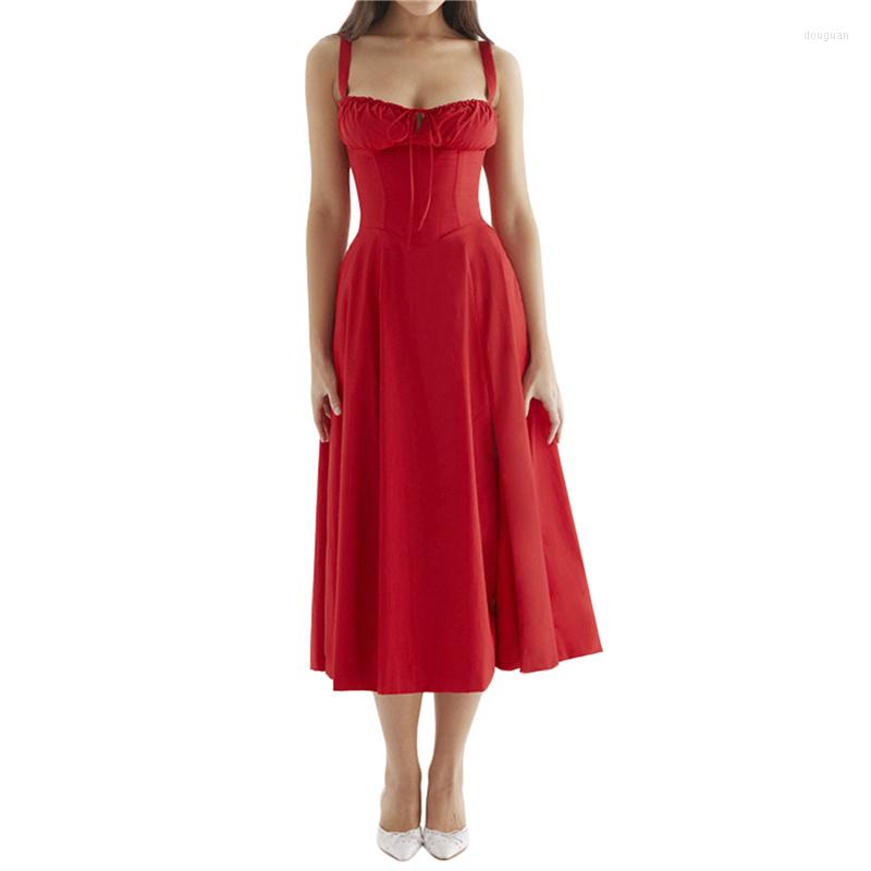

Casual Dresses Women Summer Solid Color Sleeveless Bandage Strapless Backless Dress High Waist Corset Party Beachwear, Black