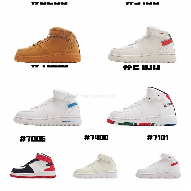 

2022 Basketball Shoes 1 High White Black Red White Brown Outside Kids Boys Girls Sports Children Students Sneakers US Size 6C-3Y EUR 22-35, 007