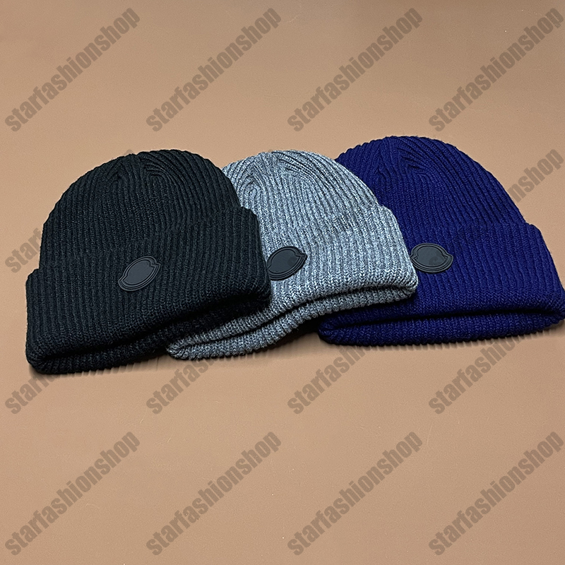 

Black Rubber Logo Designer Beanie Luxury Hat Skull Winter Unisex Letter Casual Outdoor Hat Knitted Hat High Quality 10 Colors Weight around 90 grams, Dark grey