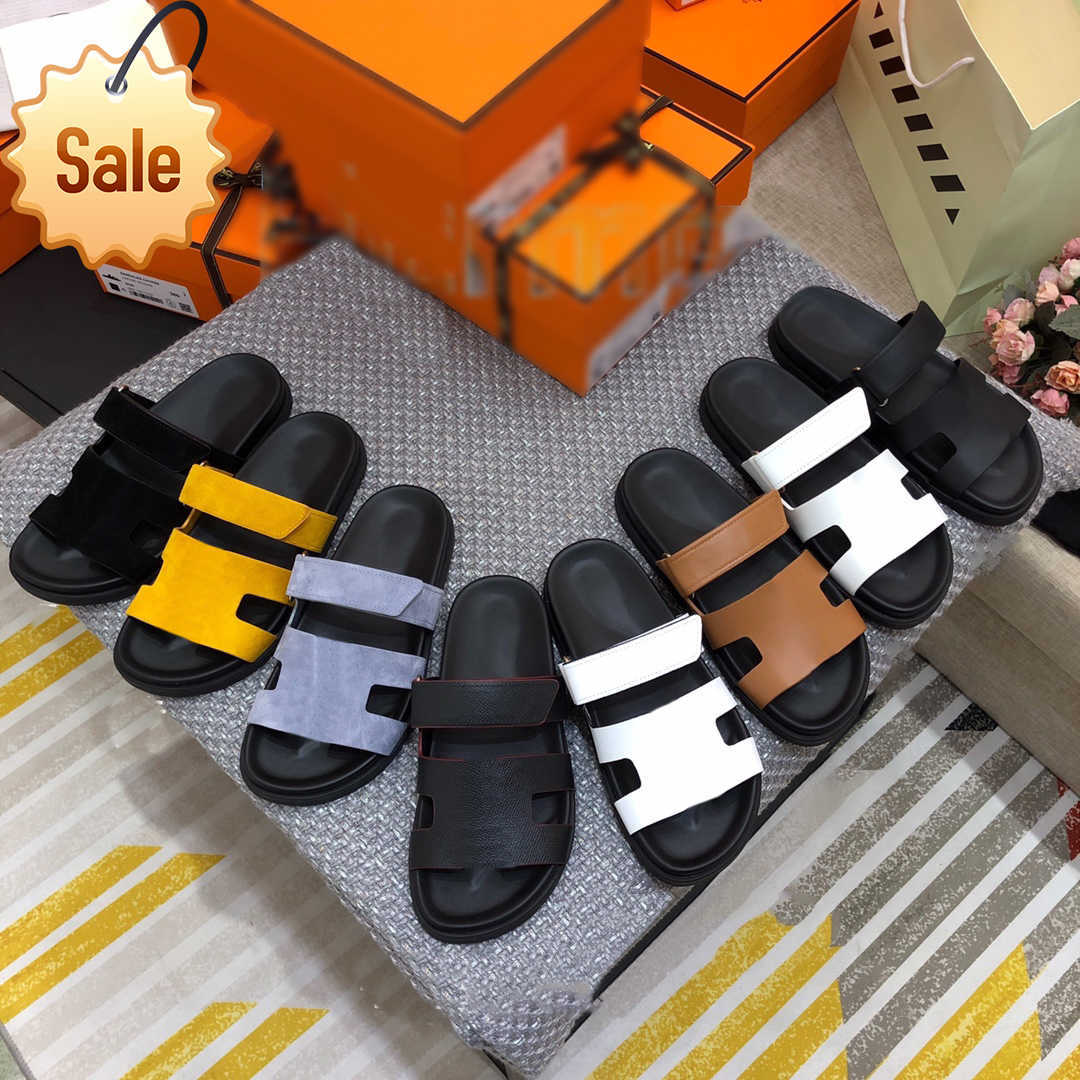 

Slippers Chypre slippers beach classic flat sandals summer women leather thong top designer men slide size 35-44l, 03