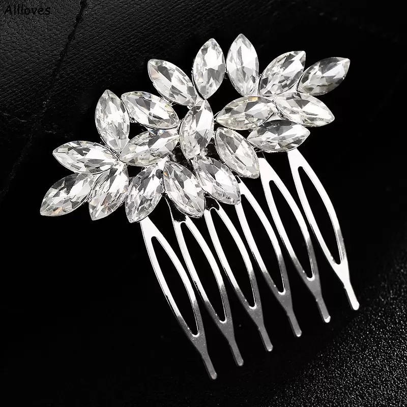 

Cute Hair Combs Hairpin For Brides Wedding Headpieces Sparkly Rhinestones Beads Women Hairpins Headwear Evening Party Ladies Accessories Headpin AL9361