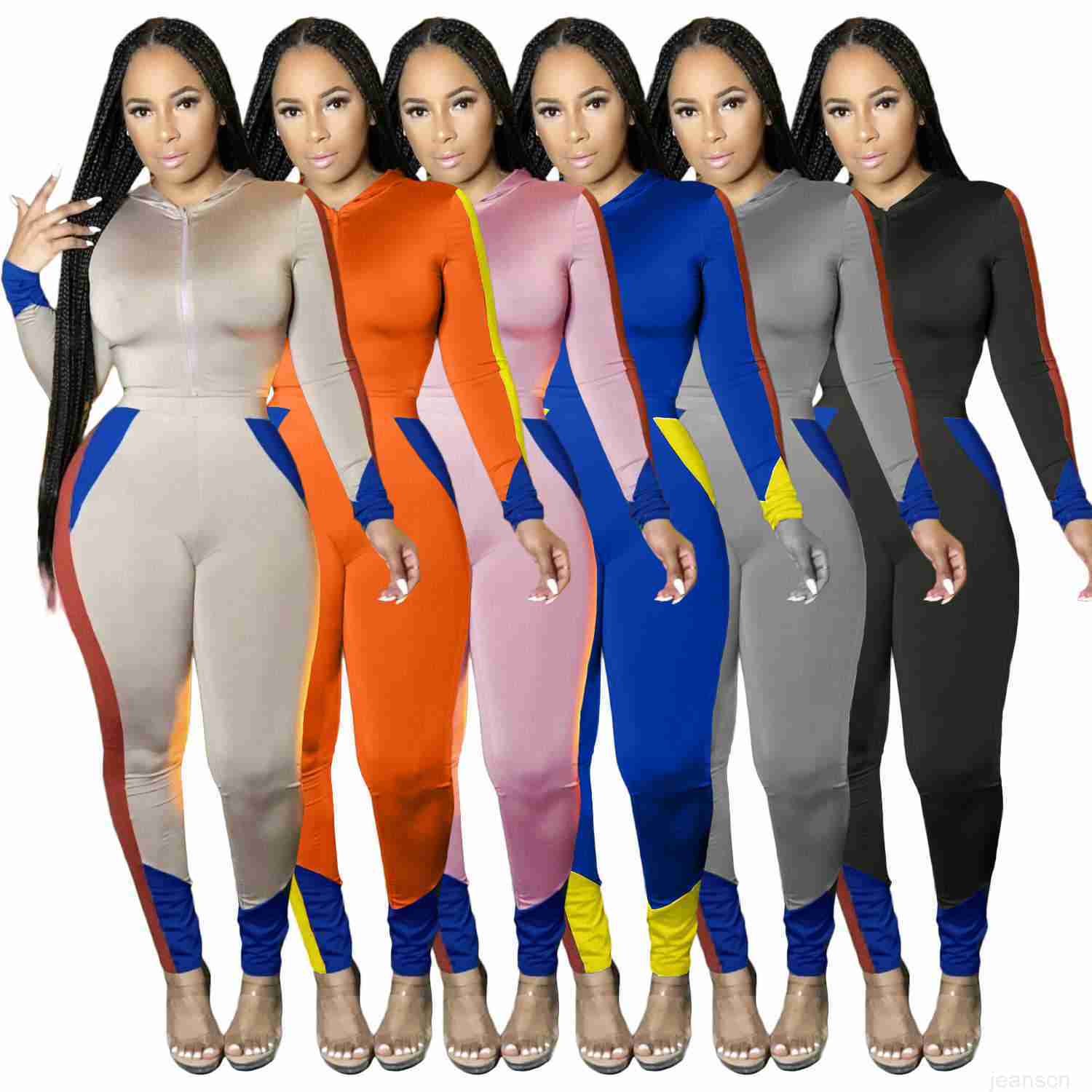 

Women's Two Piece Pants Designers Women Clothes pants 2023 fashion tight splicing two piece set leisure sports suit hooded suit, Mix colours or leave a message
