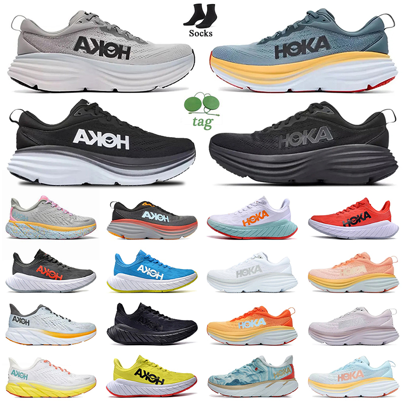 

New Running Shoes for Men Women Hoka One One Bondi 8 Sports Carbon x Clifton Champagne White Triple Black Summer Song Designer Hokas Walking Sneakers Sports, D22 clifton 8 champagne white 36-40